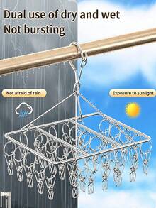 Ever Blooming 20/40 Clips Windproof Drying Rack, Socks & Underwear Hanging Storage Rack, Multi-Functional Hooks, Suitable For Home And Retail Scenarios, Back To School Season Drying Rack, Home Decor - Multicolor - View 7