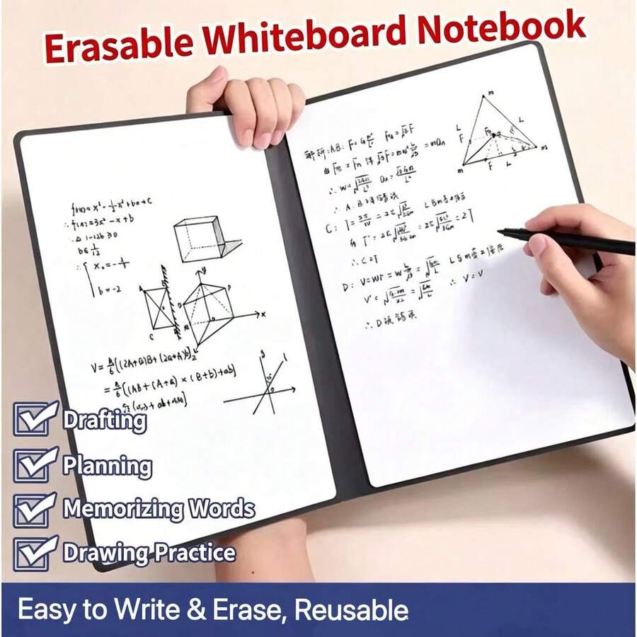 Whiteboard Notebook Portable A5 Sketchbook Memo Board Writing Board Erasable Math Notes Drawing Painting - A5 - View 1