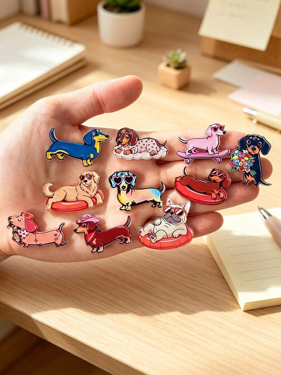 20pcs Cute Cartoon Dog Design Pendants, Suitable For DIY Jewelry And Craft Making, Earring Pendants, Necklace Charms, Bag Charms, Keychain Accessories, Phone Case DIY Stickers, Gifts For Family And Friends On Holidays Or Birthdays - Multicolor - View 1
