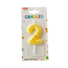 1pc Creative Candy Color Star Print Number Candle Cake Decoration Supplies Number 0-9 Birthday Party Celebration Wish Candle Plug-In - View 10