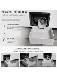 2pcs Universal Washing Machine Water Tray With Drainage Guide, 2pcs Front-Loading Washing Machine Drain Outlet Anti-Overflow Water Tray, Leak-Proof Water Collection Box, Suitable For Washing Machine Outlet Water Storage, Effectively Prevents Laundry Room Floor Overflow, Applicable For Bathroom, Home, Travel, Bathroom Accessories, Cleaning Supplies, Halloween, Christmas, Graduation Season, Housewarming Gift - Multicolor - View 10