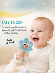 Cartoon Handheld Silicone Rattle Teething Stick, Early Educational Soothing Toy For Infants,Baby,Baby Essentials,Baby Toy,Baby Sensory,Baby Rattle,Chew Toy Sensory,Teething,Baby Toys For Girls,Silicone Toy,Baby Teether,Teething For Baby,Toys For Boy - Multicolor - View 2