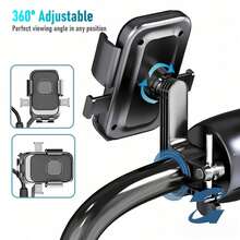1-Second Lock Anti-Vibration Handlebar Phone Holder, 360° Adjustable, Tool-Free Quick Install, 1-Second Release, Universal Navigation Mount For Electric Scooter/Motorcycle/Bicycle/Skateboard - Multicolor - View 7