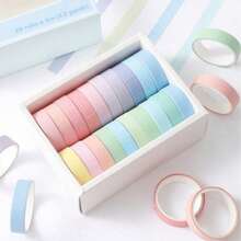 20 rouleaux de ruban adhésif washi macaron, ensemble de ruban de masquage arc-en-ciel, 10 mm (0,4 pouce) de large, ruban décoratif coloré, fournitures scolaires, convient pour l'art DIY, l'artisanat, le scrapbooking, la tenue de journal, l'agenda, la papeterie - A - Voir 3