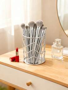 Metal Hollow Pen Holder Makeup Brush Holder For Makeup Brush Stationery For Desk Office Home School Storage And Organization Basket Multifunctional Storage Rack Back To School Dorm Room Essentials College Bathroom Accessories Home Decor - Multicolor - View 2