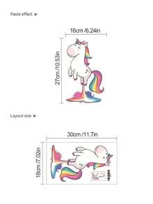 1pc Cartoon Rainbow Unicorn Wall Decal, Removable Room Decor Sticker For Bedroom, Living Room, Kids Room - 1PC - View 6