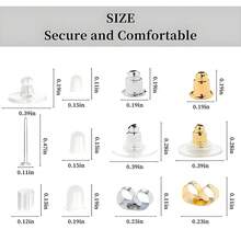 200+Pcs Earring Backs ForStuds, Clear Plastic, Earring Backs Bullet ClutchStoppers Replacement Kits For FishHook Earring Studs Hoops - Clear - View 2