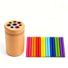 Wooden Rainbow Stick Color Sorting Cup, Color Sorting And Number Counting Game, Helps Hand-Eye Coordination And Sensory Training, Suitable For Birthday Gifts And Christmas Gifts - Multicolor - View 7