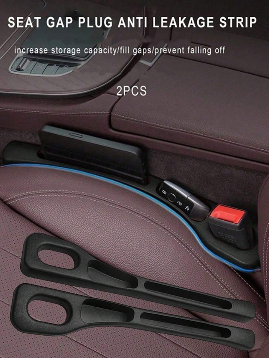 2 件全新黑色汽车座椅缝隙填充条,PVC 材料,用于填充缝隙,防泄漏,汽车内饰配件 - 黑色 - 查看 1