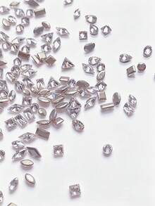 50/200pcs Mini White Cubic Zirconia Nail Rhinestones, 3D Pointed & Flat Bottom Mini Nail Art Decorations, Fragrance-Free Crystal Nail Decor, Nail Design Supplies, Assorted Styles Randomly Mixed And Shipped Nail Charms - White - View 3