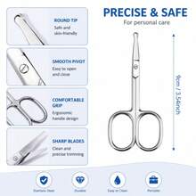 JSS Safety Rounded Point Beauty Scissors Portable Nose Ear Eyebrow Hair Cutter - Small Scissors - View 3