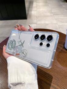 1件時尚創意個性化飛機線條印花手機殼，適合作為節日禮物，相容於 Galaxy S25、S24、S23/A15、Apple XS/XS Max/XR/11/12/13/14/14 Plus/15/15 Plus/16/16 Plus/7/8 Plus/17/17 Pro 及其他機型保護殼 - 彩色 - 查看 3