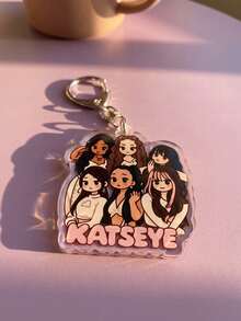 1個/6個裝 Katseye 女團鑰匙圈組，K-Pop 風格耐用壓克力不對稱愛心與長方形，附袋裝，適合返校季、演唱會、粉絲禮物、生日、情人節、聖誕節、新年、週年紀念、畢業及日常使用 - 彩色 - 查看 9