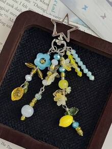 Cute Lemon Beaded Bag Charm INS Aesthetic Flower Keychain Colorful Summer Purse Pendant For Handbag Backpack,Bag Charms For Tote Bags - Multicolor - View 6