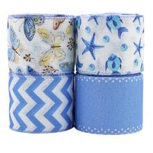 Cinta de sobrehilado azul, tema fresco y nítido, accesorio decorativo de cinta para manualidades de lazos y coronas DIY - Multicolor - Ver 6