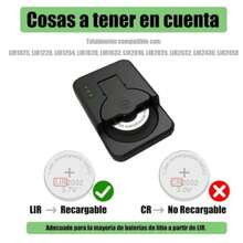 Charger With 2 Included Rechargeable Lir2032 Batteries, Type-C - Black - View 6