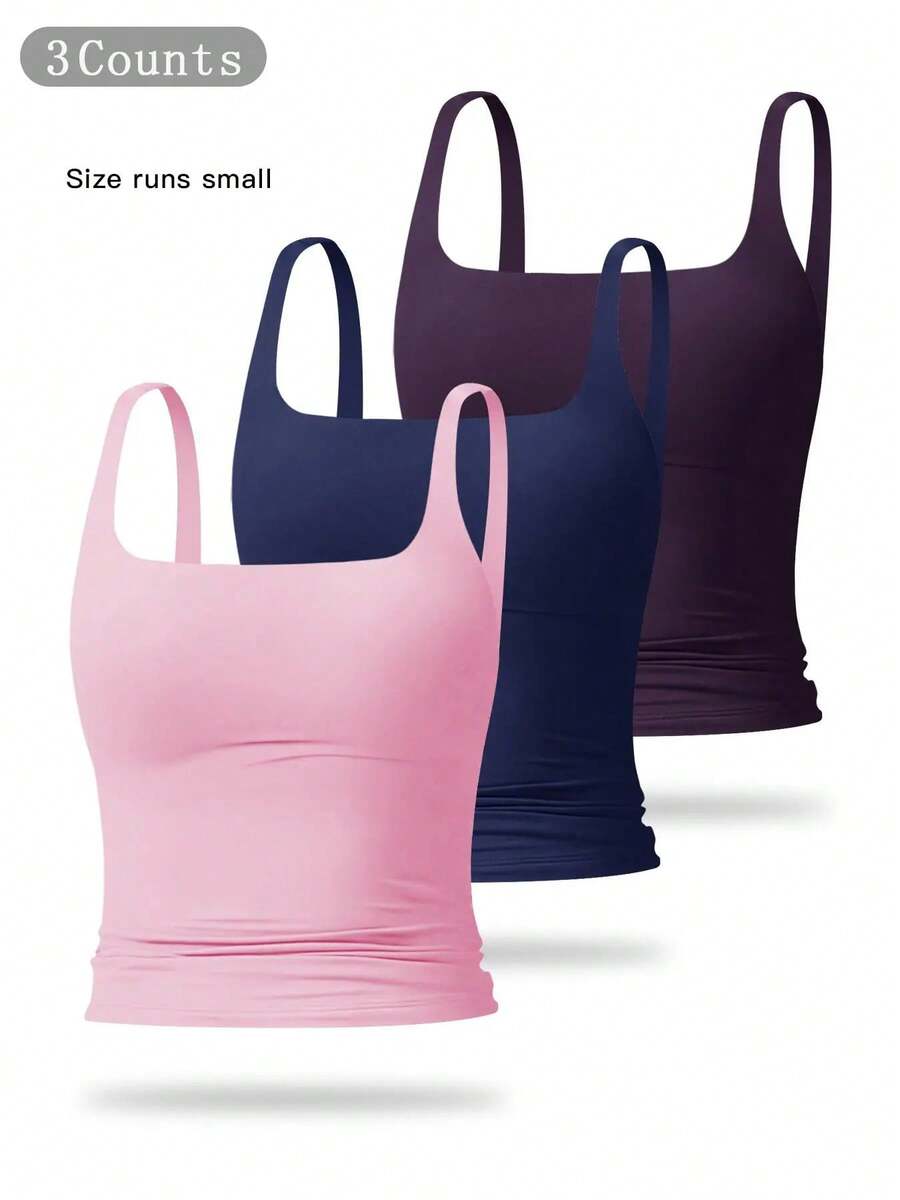 Camiseta deportiva sin mangas para mujer de color sólido, casual, cómoda y transpirable, ideal para yoga, gimnasio, entrenamiento y correr; ropa deportiva para todas las estaciones; chaleco con cintura. - conjunto6 - Ver 1