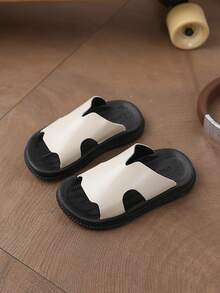 Dép lê trẻ em unisex cho bé tập đi và trẻ lớn, màu trơn, mùa hè, đi ngoài trời, thiết kế rỗng chống trượt, đế mềm, dùng trong nhà, phòng tắm, đi biển, phong cách thường ngày đa năng - Màu be - Xem 1