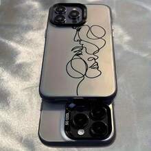Custodia per telefono: Custodia per telefono nera lucida con motivi a linee creative, caratterizzata da un fiocco in stile inglese, adatta per Apple  16/11/12/13/14/15/15 Pro/15 Plus/15 Pro Max/7 Plus/8 Plus/XXs/Xs/Xr/11 Pro/12 Pro/13 Pro/14 Pro/11 Pro Max/12 Pro Max/13 Pro Max. - nero traslucido - Visualizzare 6