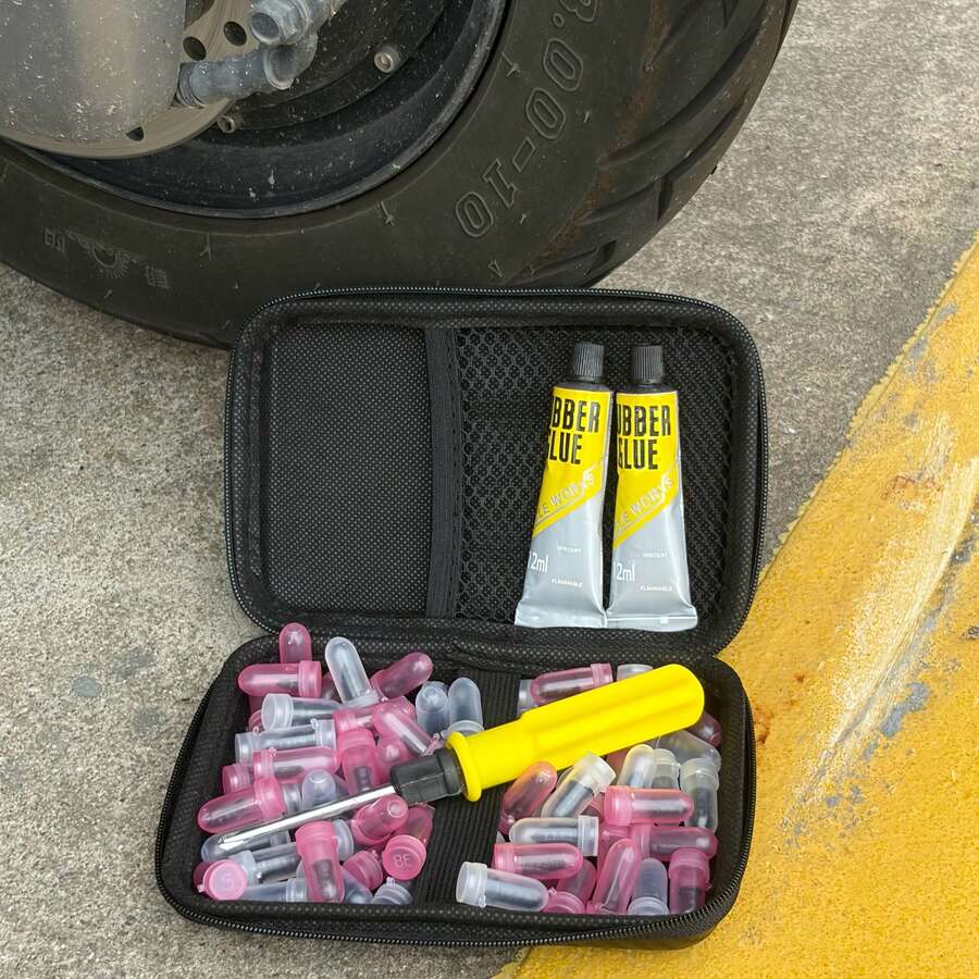 Portable Vacuum Tire Repair Kit, Suitable For Quick Maintenance Of Motorcycles, Electric Vehicles And Cars, Includes Sufficient Tire Repair Screws And Necessary Emergency Tools, Ideal For Self-Driving Trips