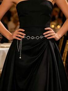 1pc Silver O-Ring Waist Chain Belt, Adjustable Round Chain Body Chain, Punk Street Style Waist Belt, Suitable For Party, Nightclub And Daily Wear - Silver - View 6
