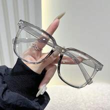 3 Pairs Large Frame Glasses, Clear Lenses, Academic Style Frames, Flattering Face Shape, Suitable For Daily Wear - Clear - View 3