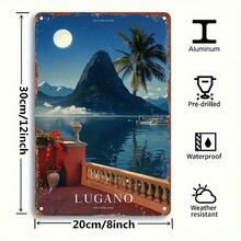 [2D FLAT] 1pc Lugano Switzerland Vintage Art Poster Aluminum Sign, 2D Wall Decor, Ideal Gift, Retro Style Room Decor for Bedroom, Kitchen, Game Room, Balcony, Garden, Porch, Bar, Restaurant, Cafe, Club, Gym, Bathroom, Leisure Area, Office, Garage - Foil Engraving - 1PC - Übersicht 5