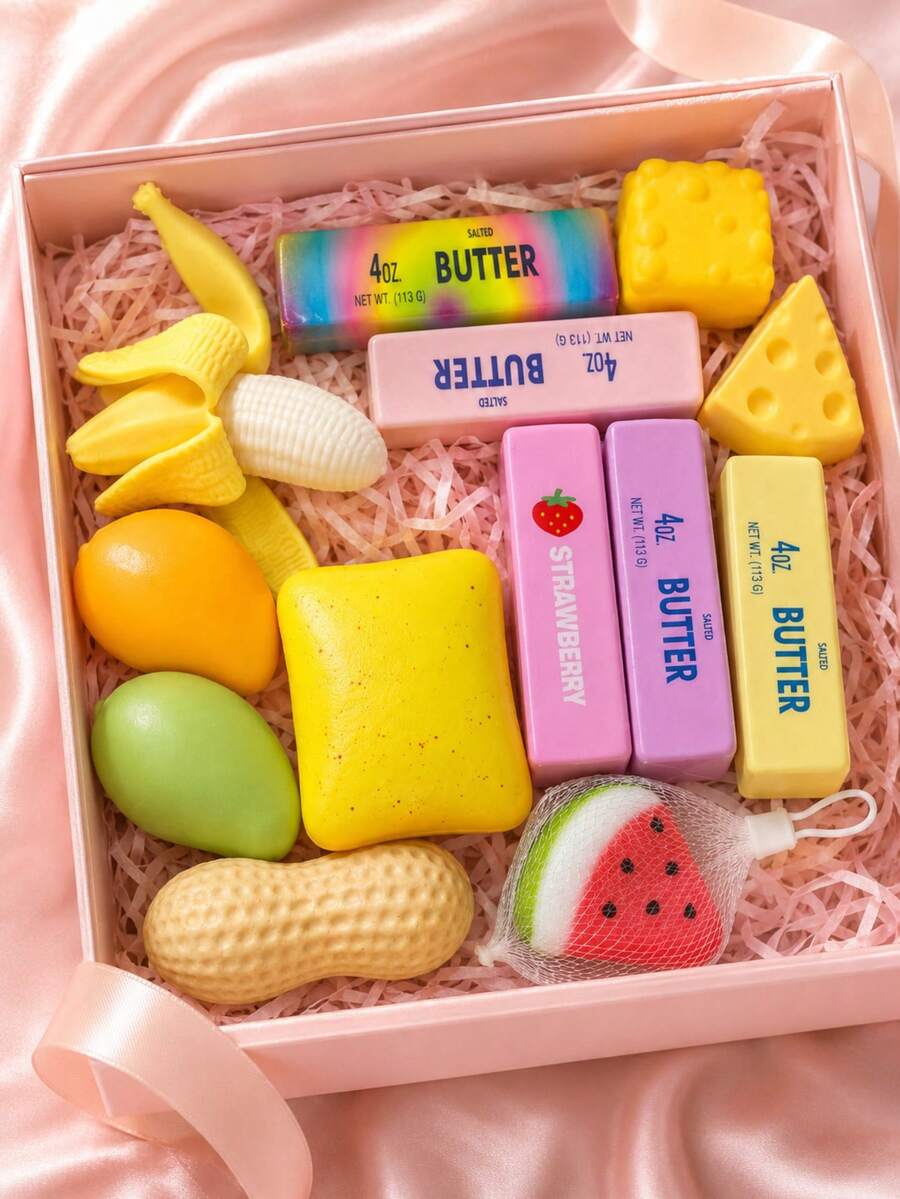 1 Set Tira de Esponja de Rebote Lento, Patrón de Fresa (Múltiples Colores), Esponja Realista, Herramienta de Limpieza, Regalo Práctico para Familia y Amigos, Decoración del Hogar para Crear Ambiente, Aliviar el Estrés y Relajar el Ánimo