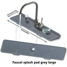 Innovative Silicone Faucet Splash Guard Mat, Self-Draining Sloped Design, Non-Slip Wavy Texture Sink Mat, Grey Countertop Protection Pad, Can Hold Soap And Cleaning Sponge, Fast Drainage Design, Practical Kitchen Tool, Suitable For Home, Travel And Cruise Use, Daily Home Essential - Multicolor - View 17