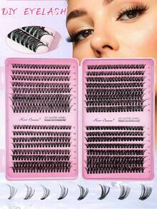 640 Clusters D Curl DIY Eyelash Extensions, 30D+40D+50D+60D Mixed Pack, 8-16mm Mixed Length Natural Fluffy, Long, Lightweight Soft And Reusable, Suitable For Daily, Party, Wedding, Travel And Halloween And Other Occasions - D - View 6