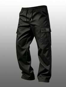Men's Sports Multi-Pocket Long Pants Low Elasticity Cargo Pants Black Fall - Black - View 8