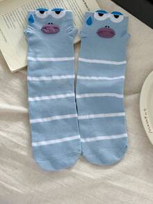 1/4 Pair Cute Funny Cartoon Fish Expression Women's Mid-Calf Socks - Multicolor - View 12