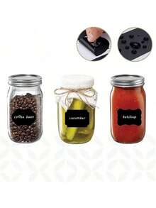 Chalkboard Label Stickers - 1pc/6pcs/12pcs Reusable Waterproof Labels, Various Shapes, Suitable For Kitchen, Spice Jars, Jam Labels, Etc., 6*4 Cm - View 3