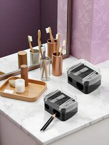 1 Stück Eyeliner-Bleistiftspitzer - Unabhängiger, robuster Make-up-Bleistiftspitzer - Make-up-Werkzeug - Tragbarer Make-up-Bleistiftspitzer, geeignet für Eyeliner- und Lippenstift-Bleistifte - Weiss - Übersicht 2