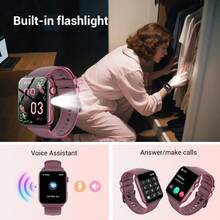 Blackview R30max SmartWatch With LED Flash Light, IP68 Waterproof Unisex Smartwatch For Phones/Android, Fitness Watch With Heart Rate Monitor Sleep Tracking Step Counter Calorie Counter Blood Pressure Monitor, 10 Days Battery Life, Hiking Watch Gift For Family - Burgundy - View 3
