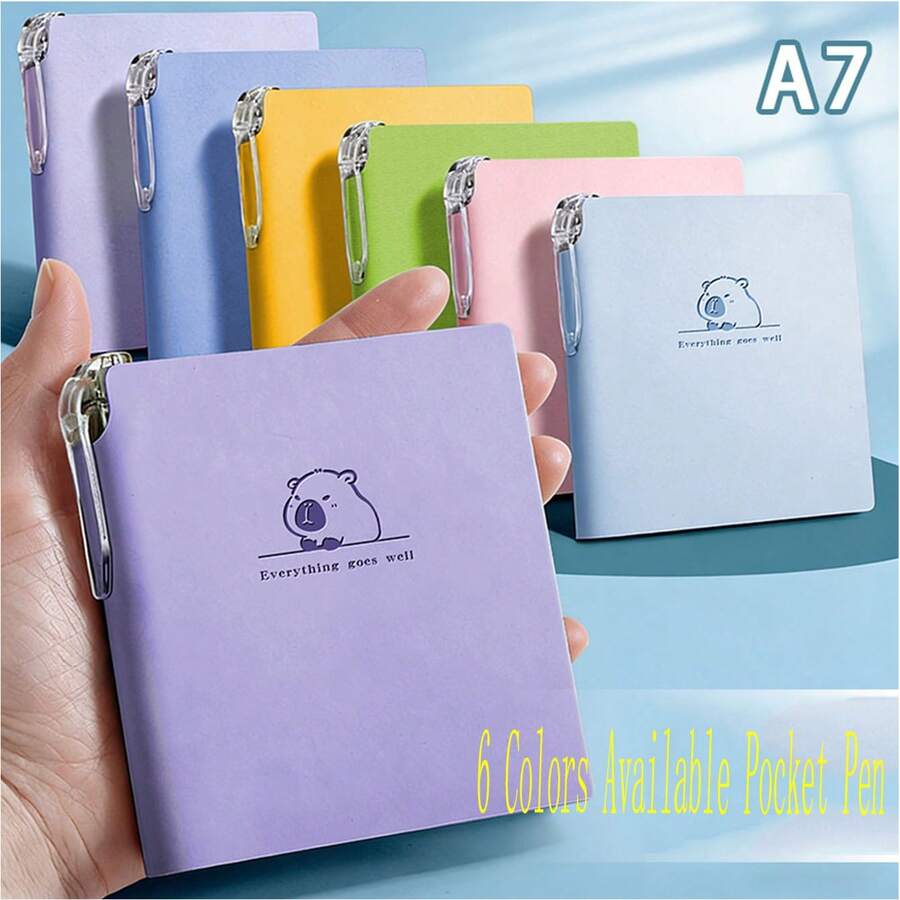 1/2/3/5/6pcs A7 Mini Portable Notebook Student Office Highly Attractive Pocket Notebook Carry-On Small Notebook Planner Gift Notebook Set Optional Pocket Pen Random Color, Student And Office Essential | Ideal Back To School Gift, Classroom Notes And Party Favor | Exquisite Design