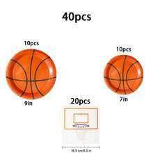 10/20/40Pcs,Basketball Themed Disposable Tableware Including 9Inch & 7 Nch Basketball Printed Paper Plates & Hoop Printed Napkins,Sports Party Basketball Line Plates Goal Napkins For Birthday,Game Day Tailgate & Sports Event Decor. - Multicolor - View 11