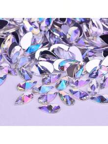 ICIQ 50pcs 8*13mm Acrylic Non-Hotfix Rhinestones Flat Back Teardrop Shape AB Color DIY Jewelry Crystal Stones For 3D Nail Art, Clothing, Wedding Outfits - 8mm*13mm - View 13