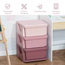 Toy Storage, 3-Tier, Kids' Room Chest Of Drawers, Small Drawer Cabinet For Children, Pink - 粉色 - 查看 2