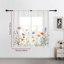 2pcs Spring Floral Pattern Sheer Curtains, Suitable For Kitchen, Cafe, Living Room, Dining Room, Balcony, Garden, Bedroom - Multicolor - View 14