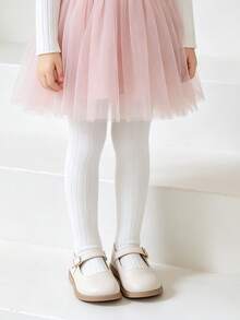 5/3 Pairs Baby Girls All-Match Minimalist Tight-Fitting Leggings, Classic Ribbed Solid Color Tights, Versatile All-Season Daily Wear, Suitable For Girls Back To School - Multicolor - View 6