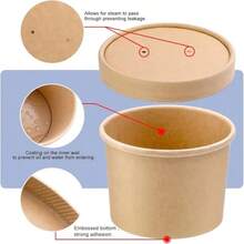 D[25 Sets - 16 Oz] Kraft Paper Bowls With Vented Lids Food Soup Container Microwavable Disposable To Go Hot Soup Bowls For Restaurants For Party Dert Ice Cream Yogurt- Extra 30 Decor Labels - Brown - View 4