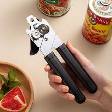 Stainless Steel Multi-Function Can Opener, Convenient Manual Kitchen Tool With Non-Slip Silicone Handle, Anti-Splash Design, Easy To Store | Suitable For Elderly, Camping And Home Use - View 5