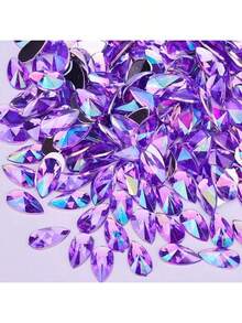 ICIQ 50pcs 8*13mm Acrylic Non-Hotfix Rhinestones Flat Back Teardrop Shape AB Color DIY Jewelry Crystal Stones For 3D Nail Art, Clothing, Wedding Outfits - 8mm*13mm - View 18