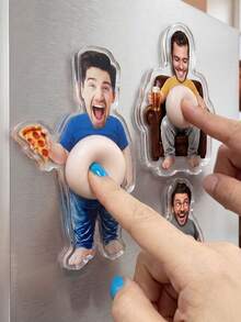 1/3/5pcs Customized Funny Face Acrylic Fridge Magnets, Quirky Photo Gift, Cute Decorative Fridge Magnets, Unique Personalized Face Magnets, Acrylic Big Belly Fridge Magnets, Prank Funny Birthday Gift For Friends, Couples, Dad, Boyfriend - Multicolor - View 10