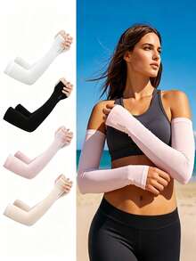 1 Pair Unisex UV Protection Arm Sleeves Ladies Breathable Sleeves Gloves, Outdoor Sunscreen Gloves, Retractable, Perfect For Summer - Multicolor - View 2