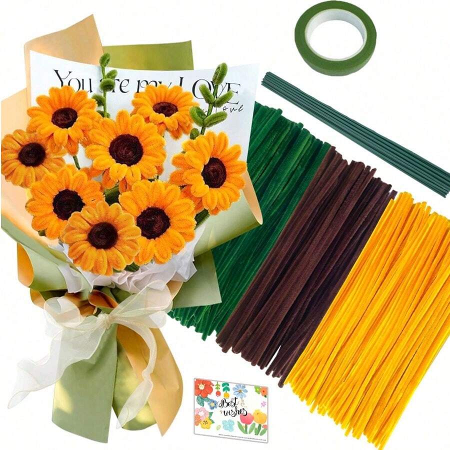 212pcs Purple Pink Gold Sunflower Color Velvet Ribbons, 3-Color Mixed Large Capacity Velvet Ribbons, Suitable For Sunflower Sets, Floral Wire, Gardening Tape, Greeting Cards, Ramadan, Valentine's Day, Mother's Day, Graduation Gifts