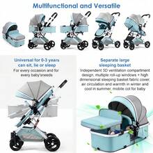 Baby Stroller With Baby Carrier, Baby Stroller With Handle - Mint Green - View 4
