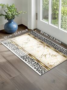 Luxury Gold Marble Runner Rug,800g/M² Upgraded Jelly Base Washable Hallway Kitchen Entryway & Laundry Bedside Long Carpet - Gold - View 7