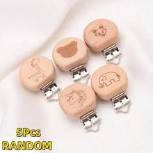 5pcs Natural Wood Color Fixed Clips, Cartoon Beech Wood Clips, DIY Anti-Lost Chain Towel Hook Making Fixed Clips - Camel - View 13